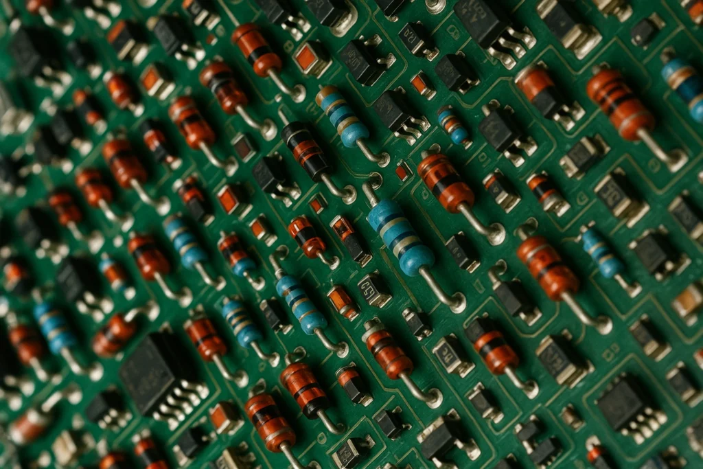 یک برد الکترونیکی پر از انواع دیود