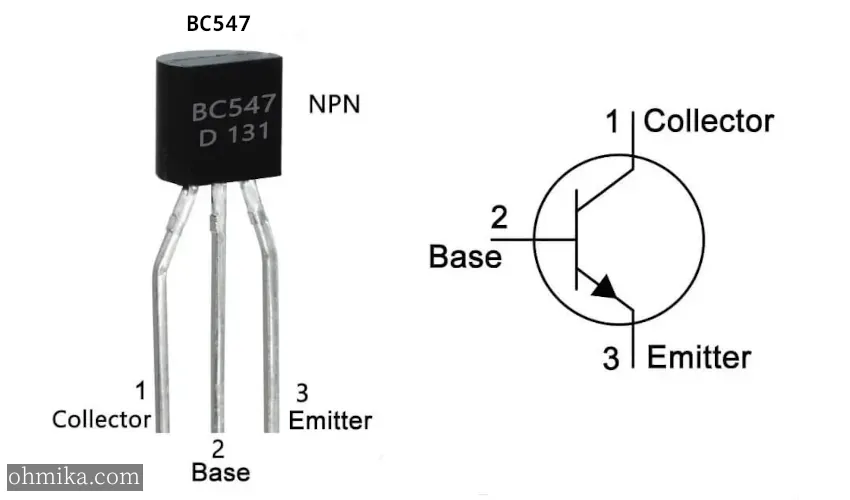 Pinout ترانزیستور BC547
